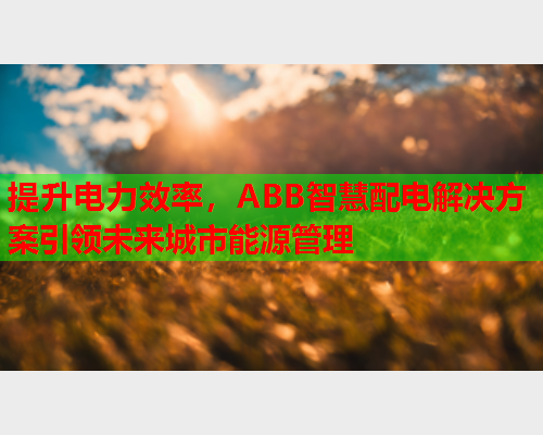 提升电力效率，ABB智慧配电解决方案引领未来城市能源管理